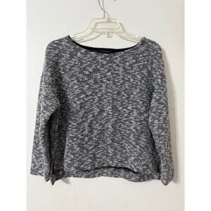 Banana Republic Women's Cropped Boatneck Black/White Boucle Sweater-Size M/P